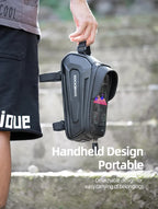 ROCKBROS Hard Shell Bike Top Tube Bag - Waterproof Cycling Frame Pouch with TPU Touchscreen Phone Holder & Sun Visor - 1.7L Large Capacity for MTB & Road Bikes - Black