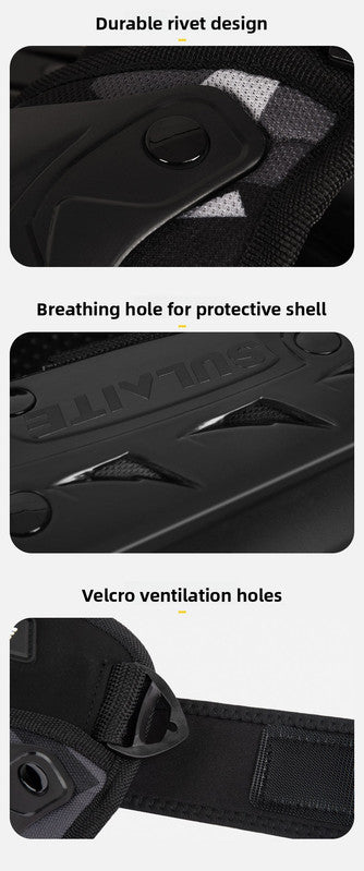 SULAITE CE Level 1 Certified 4 Piece Motorcycle Protective Gear Set Silver Knee Pads and Elbow Guards Long Shin Armour Quick Release for Motocross Dirt Bike
