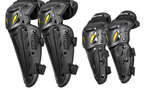SULAITE CE Level 1 Certified 4 Piece Motorcycle Protective Gear Set Silver Knee Pads and Elbow Guards Long Shin Armour Quick Release for Motocross Dirt Bike