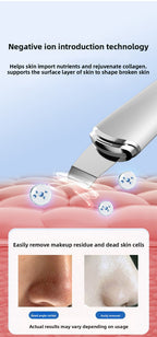 Ultrasonic Skin Scrubber Facial Spatula Blackhead Remover & Pore Cleaner with Ion EMS Lifting Mode Rechargeable Beauty Tool Ivory White
