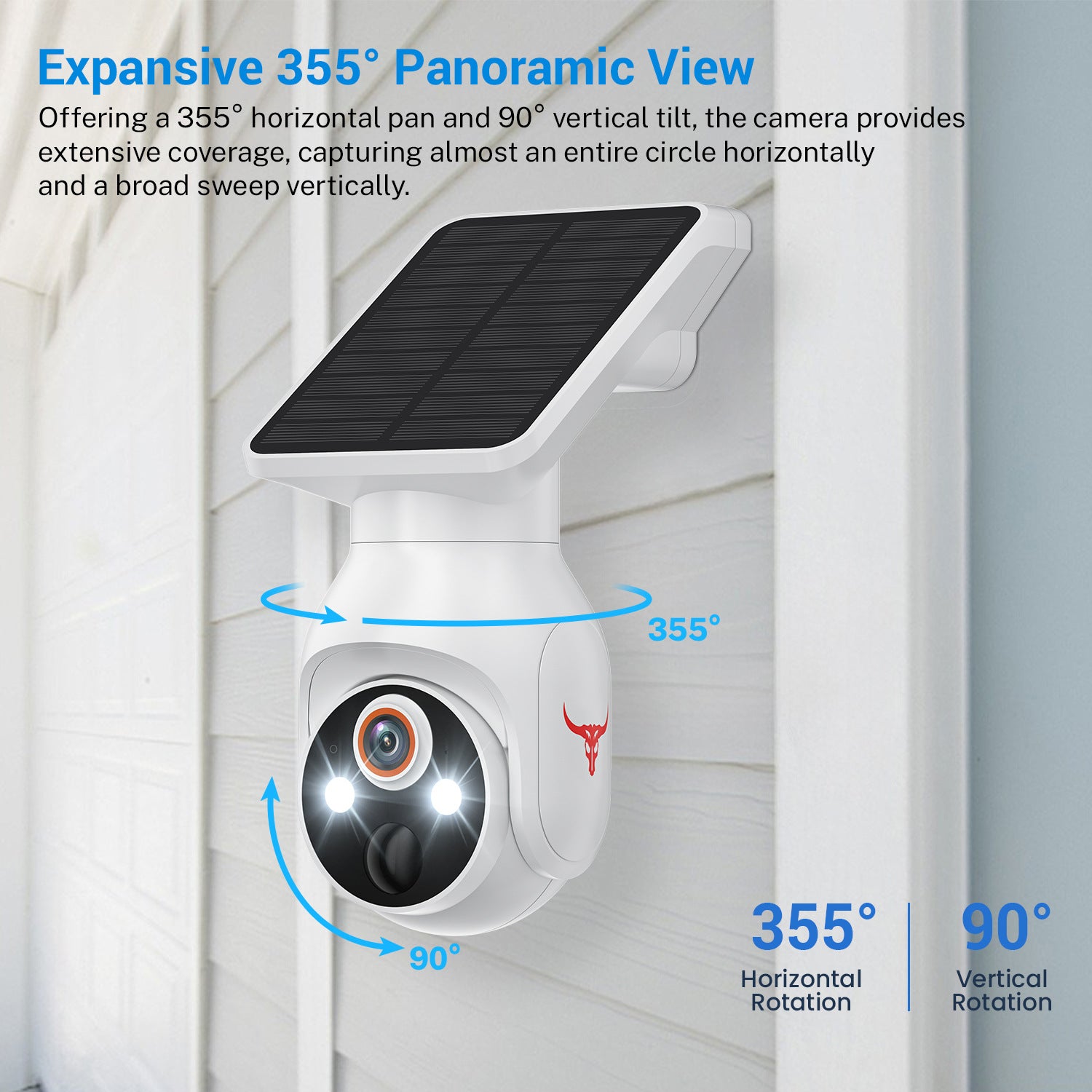 White Solar Powered Outdoor Security Camera 1080P - Wireless Smart Home PTZ CCTV with Two-Way Audio, IP65 Waterproof & Colour Night Vision
