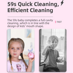 K18 Pink Raccoon 360° U-Shaped Electric Toothbrush Set for Children 7-14 Years Old - Silicone Soft Bristle Oral Cleaner with 6 Modes & 3 Medium Brush Heads
