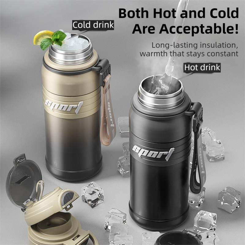 2-Pack Gradient Coffee 670ml Large Capacity Sports Insulated Tumbler - 316 Stainless Steel Straw Water Bottle, Dual-Use Lid for Travel & Outdoors