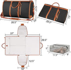 Brown 56-75L Large Capacity Foldable Garment Duffel Bag with Shoe Pouch - PU Leather Convertible Suit Carrier, Anti-Wrinkle Travel & Weekender Bag