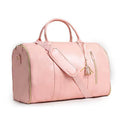 Pink 56-75L Large Capacity Foldable Garment Duffel Bag with Shoe Pouch - PU Leather Convertible Suit Carrier, Anti-Wrinkle Travel & Weekender Bag