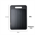 Black Aluminum Alloy Fast Thawing Dual-Sided Cutting Board(36.5x25CM) - Multifunctional Kitchen Tool with Garlic Grinder and Knife Sharpener