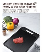 Black Aluminum Alloy Fast Thawing Dual-Sided Cutting Board(36.5x25CM) - Multifunctional Kitchen Tool with Garlic Grinder and Knife Sharpener