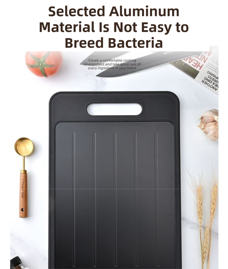 Red Aluminum Alloy Fast Thawing Dual-Sided Cutting Board(36.5x25CM) - Multifunctional Kitchen Tool with Garlic Grinder and Knife Sharpener