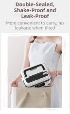 1L White Cordless Waterless Heated Lunch Box - Portable 304 Stainless Steel Bento Box for Picnic Students Office Workers, Timed Insulation & USB Rechargeable