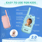 2-Pack Mini Wireless Video Intercom Set for Children(Blue) - Educational and Interactive Dual-Frequency Walkie Talkie Toy for Playtime
