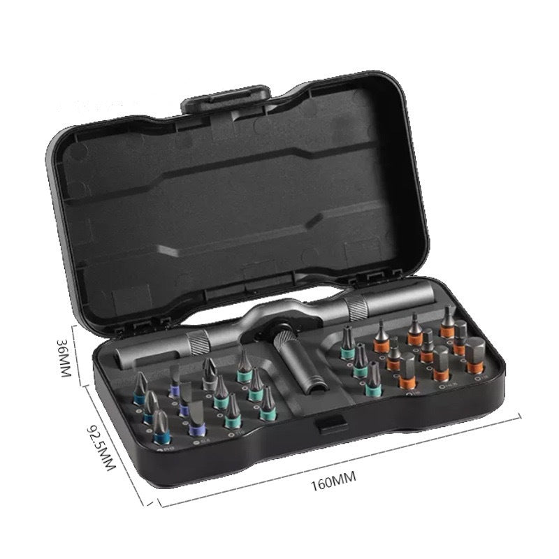 24-in-1 Ratchet Screwdriver Tool Set - Multifunctional S2 Steel Bit Combination Kit with Wrench Function for Home and Workshop Use