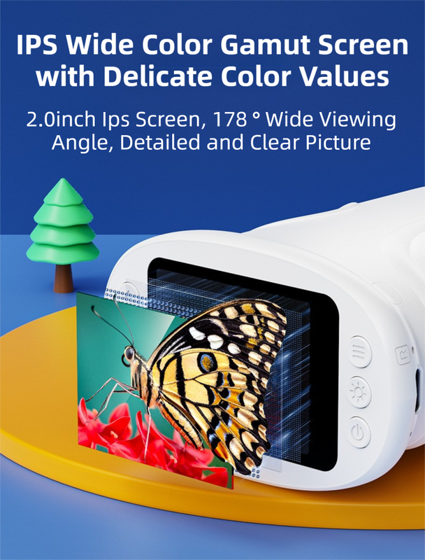 Yellow Kids Handheld Digital Microscope - 2.4-inch HD Portable Magnifier with 1000x Magnification, 2MP Camera, and Built-in Storage & LED