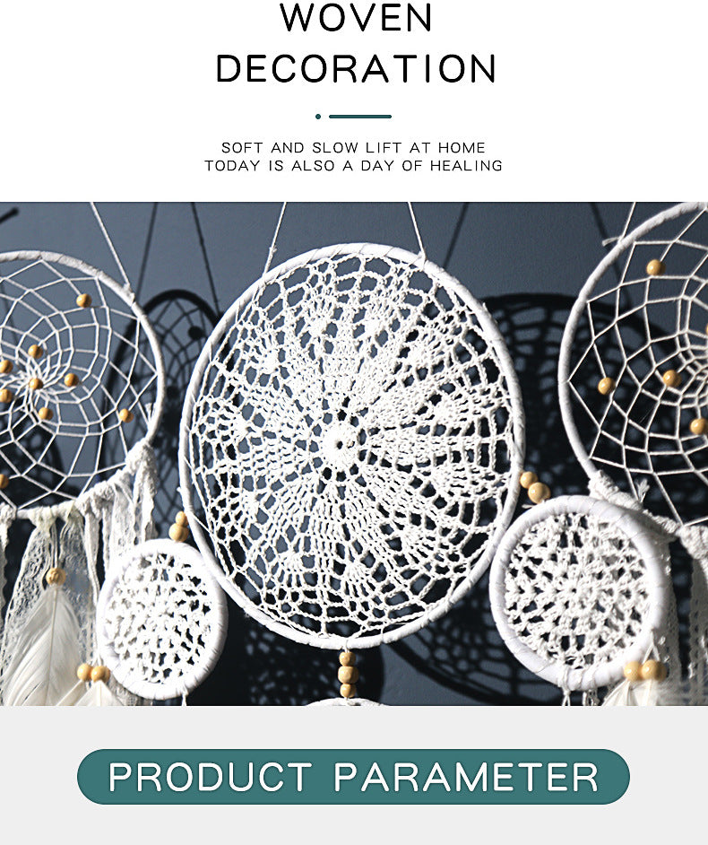 5-Piece Bohemian Handmade Dreamcatcher Wall Hanging Set (Pink) - Nordic Style Feather Room Decor with Premium Gift Box