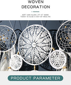 5-Piece Bohemian Handmade Dreamcatcher Wall Hanging Set (Black) - Nordic Style Feather Room Decor with Premium Gift Box