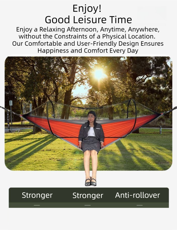 290 x 140CM Professional Nylon Hammock with Integrated Mosquito Net & Sunshade - 2-Person  Anti-Rollover Camping Swing with Heavy-Duty Installation Kit (Blue Pink)