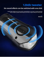 Blue Professional 3-in-1 Waterproof Bicycle Headlight with Integrated Speedometer & Horn - High-Lumen Night Riding Safety Lamp, USB Rechargeable Bike Computer