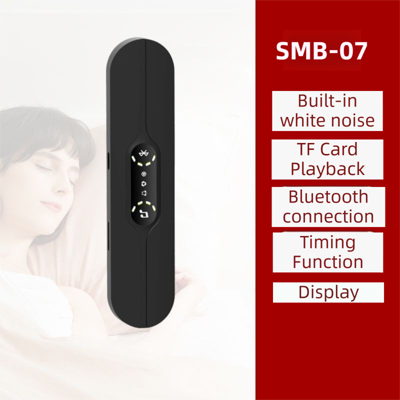 Black SMB-07 Bone Conduction Under-Pillow Speaker -  Bluetooth 5.4 Ultra-Thin Sleep Aid Sound Bar with Dual Speaker Resonance & 36 Built-in White Noise Tracks