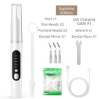 Professional Waterproof Ultrasonic Pet Tooth Cleaner - Dog Cat Painless Calculus and Stain Remover Kit with 4 Cleaning Heads, LED, UV Disinfection, Oral Mirror & Dental Floss