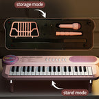 Portable Kids' Electronic Piano with Sheet Music and Microphone - Professional 37-Key Tactile Feedback, Support Recording & Multiple Performance Modes, Beginner-Friendly & Durable Musical Toy(Peach Powder)