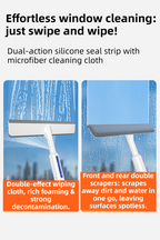 3-in-1 Spray Window Squeegee with 35cm Clean-Panel & 115cm Extension Pole - Multi-functional Spray, Scrub & Squeegee Tool with 3 Microfiber Cloths