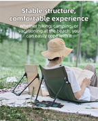 Black Portable Folding Camping Chair with Backrest & Storage-Bag - Ultra-Light Aluminum Alloy Lawn Chair, Beach & Balcony Travel Seating