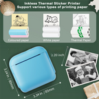 Blue X6 Mini Portable Bluetooth Instant Photo & Note Printer for Students - Deluxe 20-Piece Gift Set with 12 Paper Rolls, Color Pens & Storage Bag