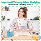 Blue X6 Mini Portable Bluetooth Instant Photo & Note Printer for Students - Deluxe 20-Piece Gift Set with 12 Paper Rolls, Color Pens & Storage Bag