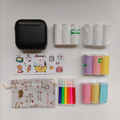 Black X6 Mini Portable Bluetooth Instant Photo & Note Printer for Students - Deluxe 20-Piece Gift Set with 12 Paper Rolls, Color Pens & Storage Bag