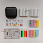 Black X6 Mini Portable Bluetooth Instant Photo & Note Printer for Students - Deluxe 20-Piece Gift Set with 12 Paper Rolls, Color Pens & Storage Bag