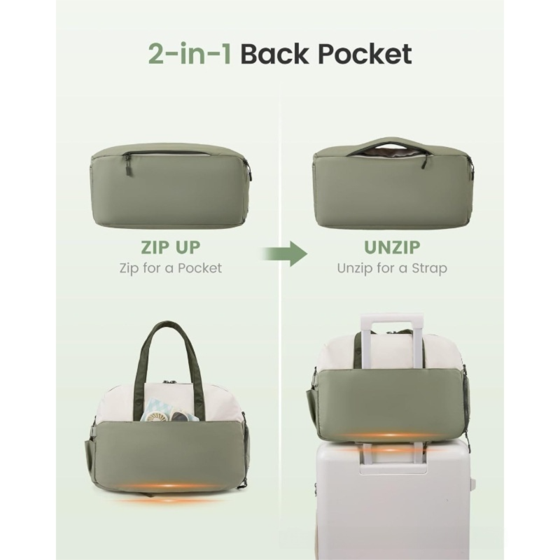 Green Multi-Functional Large Capacity Gym Bag - Weekend Sports Travel Canvas Tote with Water Bottle Fixation, Shoe Compartment & Accessory Pouch