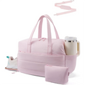 Pink Multi-Functional Large Capacity Gym Bag - Weekend Sports Travel Canvas Tote with Water Bottle Fixation, Shoe Compartment & Accessory Pouch
