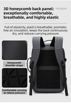Grey Premium Business Expandable Travel Backpack with External USB Charging - 20-35L Large-Capacity & Waterproof Commuter Daypack