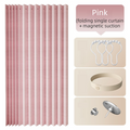 100 X 180 CM Pink Linen-Look Dust Drill-Free Pull-Curtain - Folding Doorless Closet Divider with Magnetic Closure & Hanging Rings