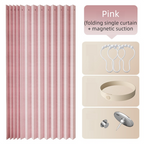 100 X 180 CM Pink Linen-Look Dust Drill-Free Pull-Curtain - Folding Doorless Closet Divider with Magnetic Closure & Hanging Rings