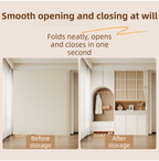 100 X 180 CM Gray Blue Linen-Look Dust Drill-Free Pull-Curtain - Folding Doorless Closet Divider with Magnetic Closure & Hanging Rings