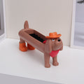 Brown Resin Dachshund Puppy Ring Earring Tray with Sponge Slots - Unique Dog Lover Gift
