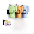 Drill-Free Magnetic Cup Organizer with Dedicated Lid Hook - Heavy Duty Carbon Steel Side Rack for Stanley Tumblers