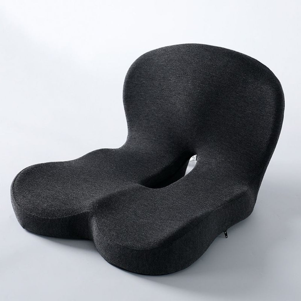 Black Ergonomic Memory Foam Seat Cushion & Lumbar Support(44x42x32CM) - Relieves Sciatica & Corrects Posture with Breathable Cover