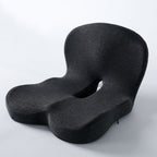 Black Ergonomic Memory Foam Seat Cushion & Lumbar Support(44x42x32CM) - Relieves Sciatica & Corrects Posture with Breathable Cover