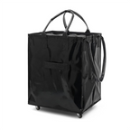 Black Portable Folding Shopping Trolley Bag(50x40x30CM) - Durable Woven Fabric, Reusable Grocery Bag with Wheels for Effortless Travel