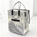 Sliver Portable Folding Shopping Trolley Bag(50x40x30CM) - Durable Woven Fabric, Reusable Grocery Bag with Wheels for Effortless Travel