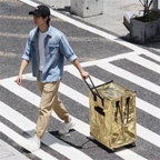 Sliver Portable Folding Shopping Trolley Bag(50x40x30CM) - Durable Woven Fabric, Reusable Grocery Bag with Wheels for Effortless Travel