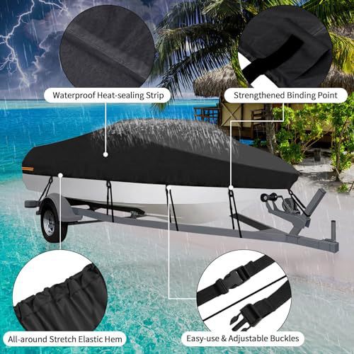 Sliver Heavy-Duty V-Hull Shield for 11 to 13 FT Yachts - All-Weather Water / Dust / UV Resistant 190T Silver Coated  Marine Protector