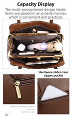 Black Women's Premium Wear-Resistant Leather Shoulder Bag - Vintage Frame Kiss-Lock Handbag & Crossbody Satchel