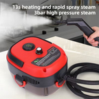 Red Portable High-Pressure Steam Cleaner with 1000ml Tank & 7-Piece Pro Brushes/Spray Nozzle Kit - 131°C High-Temp Deep Cleaning Machine for Kitchen Grease and Home Sanitization
