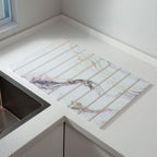 30x40cm Foldable Marble Pattern Kitchen Dish Drainer(Style 2) - Ultra-Absorbent Natural Stone Mat, Fast-Drying & Space-Saving