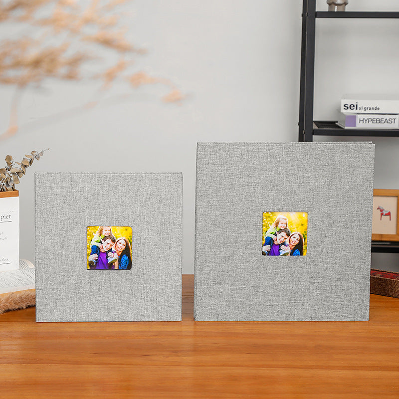 Purple Linen Self-Adhesive Photo Album DIY Scrapbook with Cover Window 11x10.6 Inch for Family Wedding Travel Memories Preservation Australian Home