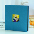 Sky blue Linen Self-Adhesive Photo Album DIY Scrapbook with Cover Window 11x10.6 Inch for Family Wedding Travel Memories Preservation Australian Home