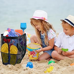 2-PCS White Mesh Beach Tote Bag – Large Capacity Swim Gear Organizer with Multiple Pockets for Shoes, Swimsuits, and Essentials