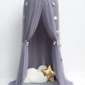 Grey Nordic Style 7-Layer Tulle Bed Canopy 300cm Extra Long 60cm Dome for Australian Kids Bedroom Nursery and Playroom Decor